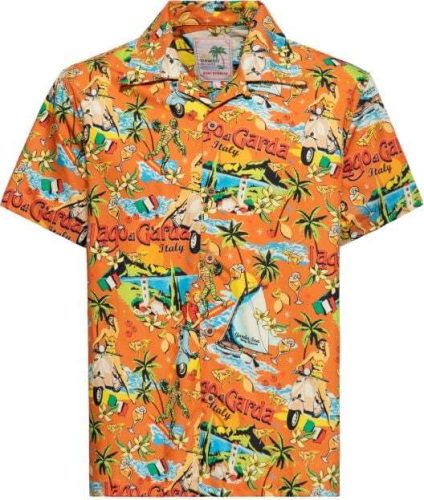 King Kerosin Lake Garda Tropical Hawaiian Style Shirt Košile oranžová