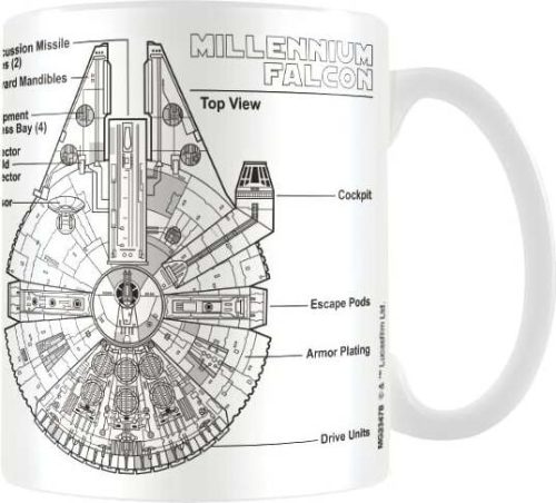 Star Wars Millennium Falcon Sketch Hrnek bílá