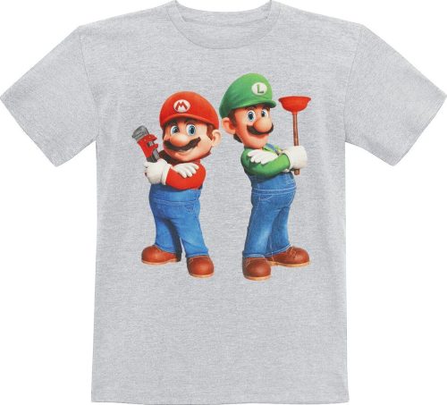 Super Mario Kids - Plumbing Bros. detské tricko šedá