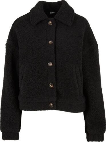 Urban Classics Ladies Short Sherpa Button Jacket Dámská bunda černá