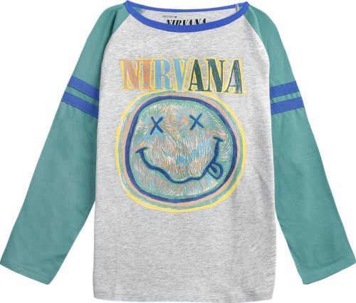 Nirvana Kids - EMP Signature Collection detské tricko - dlouhý rukáv šedá/tyrkysová